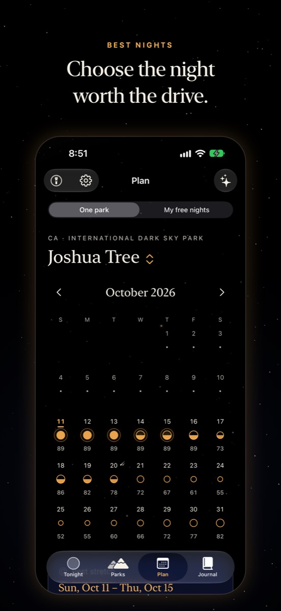 Plan, One park: Joshua Tree's October with the best stretch, October 11 to 15, ringed.