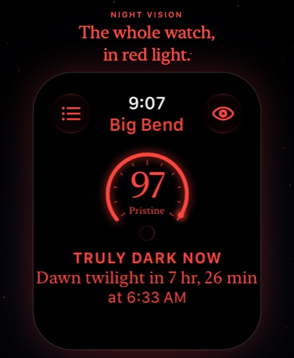 Nyx on Apple Watch: Tonight in red light.